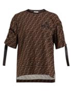 Matchesfashion.com Fendi - Ff Logo Printed Jersey T Shirt - Womens - Brown Multi