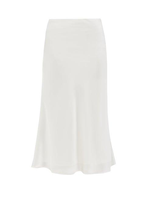 Matchesfashion.com Galvan - Valletta Flared Satin Midi Skirt - Womens - White