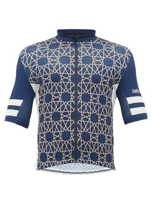 Matchesfashion.com Caf Du Cycliste - Tichka Zip Though Cycling Top - Mens - Navy Multi