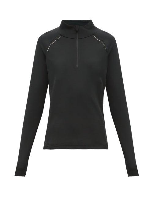 Matchesfashion.com Capranea - Zipped Funnel Neck Fleece Back Mid Layer Sweater - Womens - Black