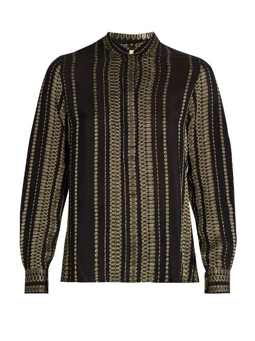Zeus + Dione Elis Geometric-jacquard Silk-blend Shirt