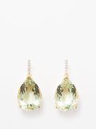 Mateo - Diamond, Prasiolite & 14kt Gold Drop Earrings - Womens - Green Multi