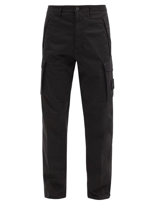 Matchesfashion.com Stone Island - Logo-patch Cotton-blend Cargo Trousers - Mens - Black