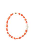 Ladies Jewellery Timeless Pearly - Pearl & Reconstituted Sea-bamboo Choker Necklace - Womens - Orange Multi