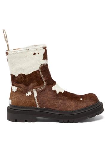 Camperlab - Eki Cow-print Calf Hair Boots - Mens - Brown White