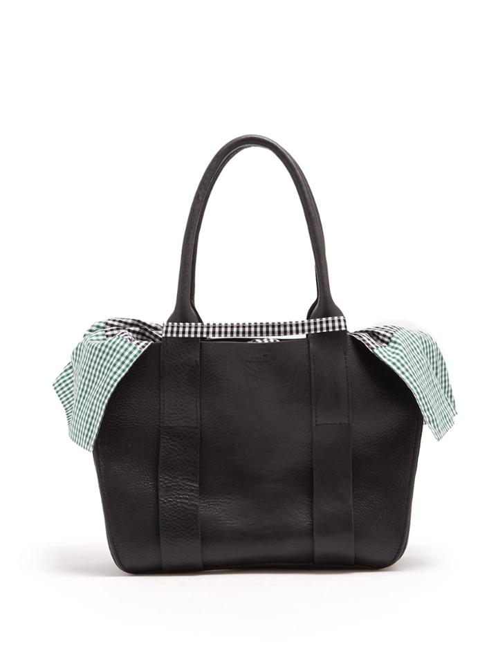 Muuñ Mini Gilbert Leather And Gingham-pouch Bag
