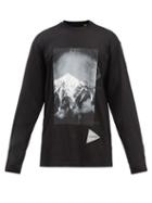 2 Moncler 1952 - Logo-print Cotton-jersey Long-sleeved T-shirt - Mens - Black