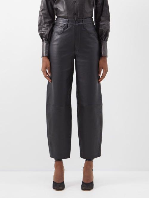 Frame - Straight-leg Leather Trousers - Womens - Black