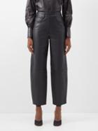 Frame - Straight-leg Leather Trousers - Womens - Black
