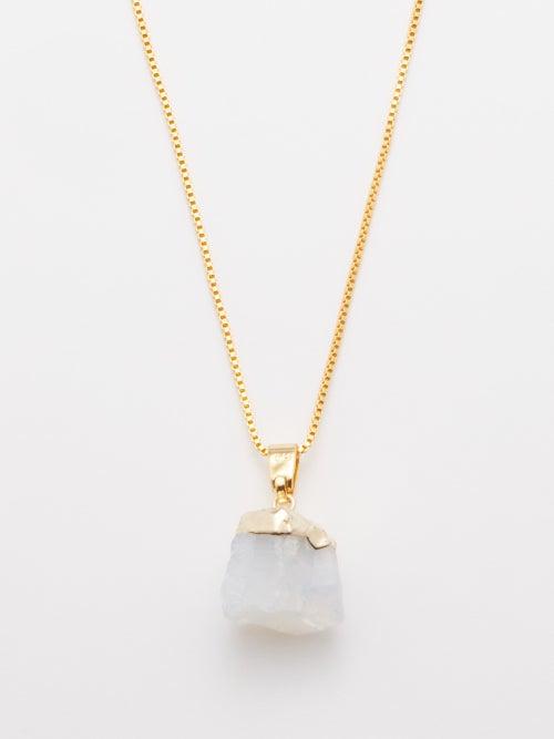 Crystal Haze - Moonstone & 18kt Gold-plated Necklace - Womens - Grey Multi
