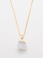 Crystal Haze - Moonstone & 18kt Gold-plated Necklace - Womens - Grey Multi