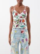 Ashish - Tulip-embroidered Sequinned Cami Top - Womens - Multi