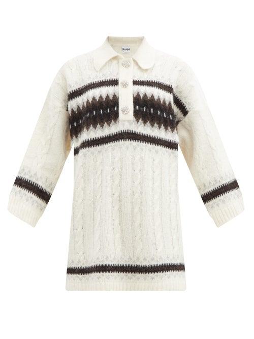 Matchesfashion.com Ganni - Crystal-button Alpaca-blend Sweater - Womens - Ivory