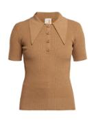 Matchesfashion.com Joostricot - Ribbed Short Sleeved Polo Shirt - Womens - Light Brown