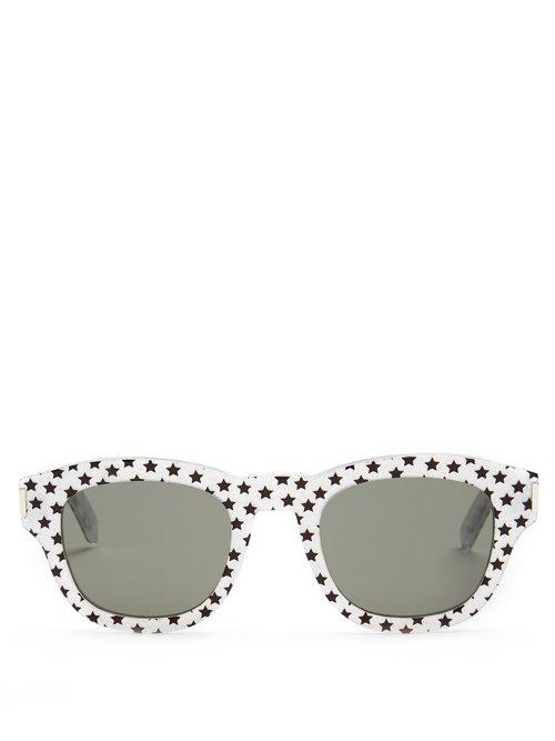 Matchesfashion.com Saint Laurent - D Frame Acetate Sunglasses - Womens - Silver Multi