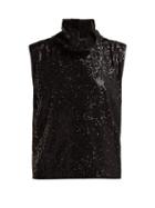 Matchesfashion.com Halpern - High Neck Sequinned Top - Womens - Black