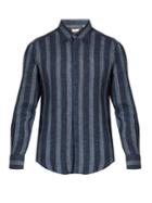 Brunello Cucinelli Slim-fit Striped Linen Shirt