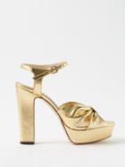 Jimmy Choo - Heloise 120 Block-heel Leather Sandals - Womens - Gold
