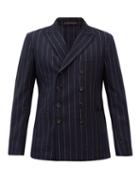 Matchesfashion.com The Gigi - Double-breasted Pinstripe Wool-blend Suit Jacket - Mens - Navy Multi