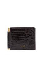 Tom Ford - T Line Crocodile-effect Leather Bi-fold Wallet - Mens - Black