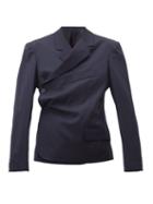 Matchesfashion.com Martine Rose - Double Breasted Wrap Wool Twill Blazer - Womens - Navy