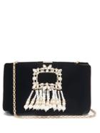 Matchesfashion.com Roger Vivier - Broche Crystal-embellished Velvet Shoulder Bag - Womens - Black