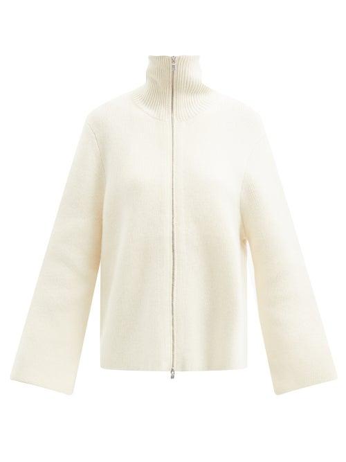 Matchesfashion.com Totme - Flared-sleeve Two-way Zip Cashmere Jacket - Womens - Ivory