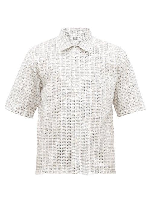 Matchesfashion.com Maison Margiela - Fragile Print Cotton Poplin Bowling Shirt - Mens - Black White