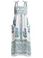 Matchesfashion.com Juliet Dunn - Poppy Print Cotton Midi Dress - Womens - White Multi