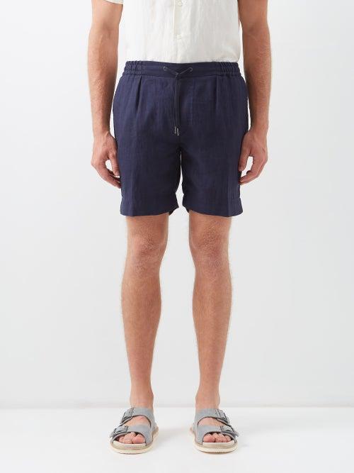 Ralph Lauren Purple Label - Dorset Drawstring-waist Linen Shorts - Mens - Navy