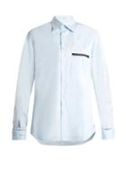 Matchesfashion.com Blouse - George Lace Trimmed Poplin Shirt - Womens - Light Blue