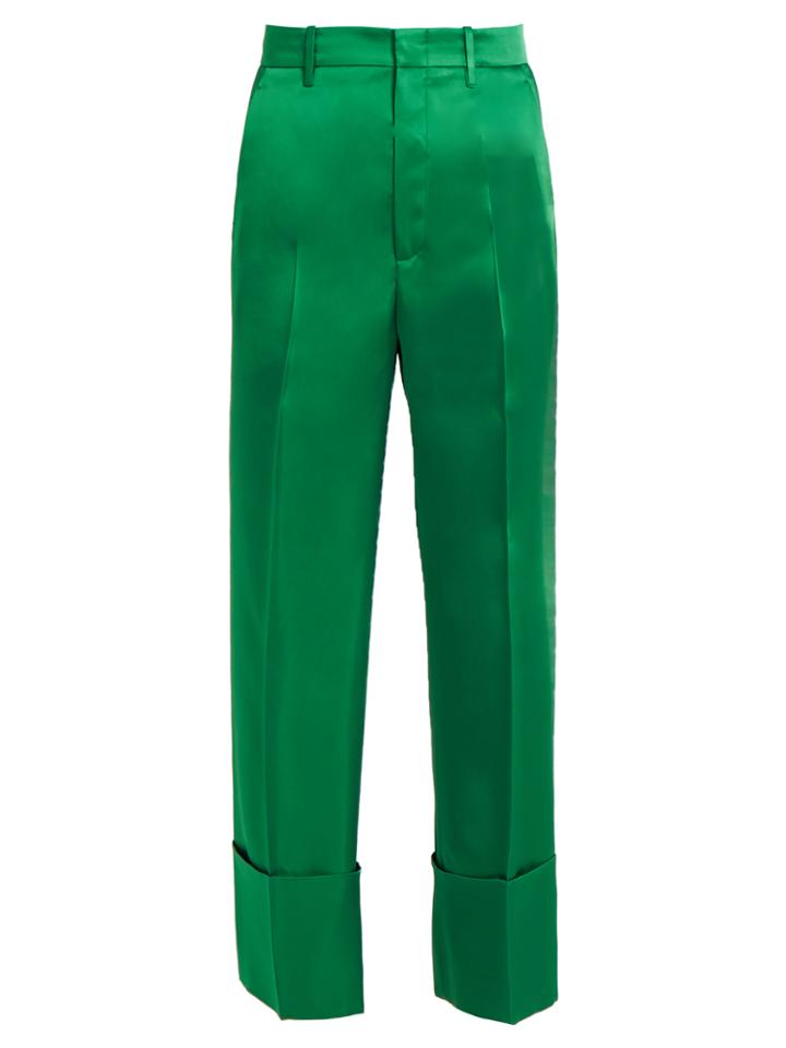 Gucci Wide-cuff Satin Cropped Trousers