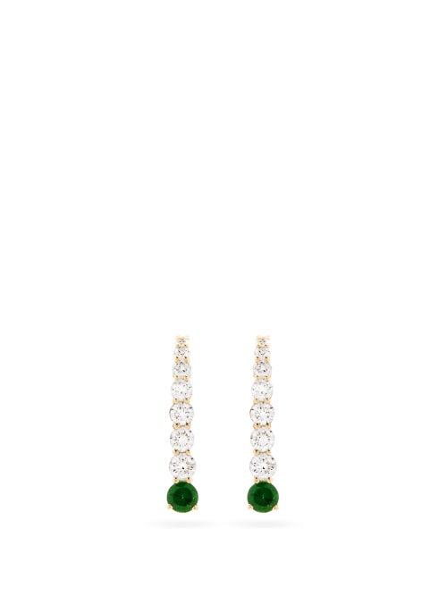 Matchesfashion.com Melissa Kaye - Aria Diamond, Tsavorite & 18kt Gold Earrings - Womens - Green Multi