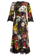 Dolce & Gabbana Floral-print Lace-trimmed Charmeuse Dress