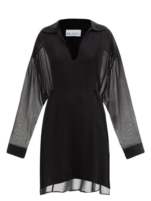 Ladies Rtw Raey - Self-tie Silk-georgette Shirt Dress - Womens - Black
