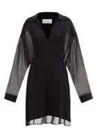 Ladies Rtw Raey - Self-tie Silk-georgette Shirt Dress - Womens - Black