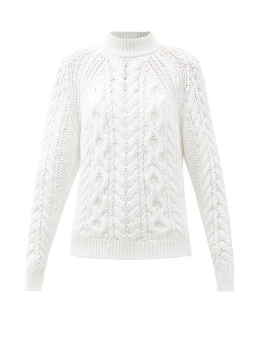 Matchesfashion.com Cecilie Bahnsen - Frederica Open-back Cable-knit Cotton Sweater - Womens - White