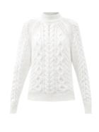 Matchesfashion.com Cecilie Bahnsen - Frederica Open-back Cable-knit Cotton Sweater - Womens - White