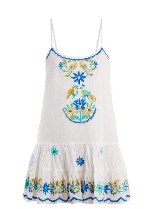 Matchesfashion.com Juliet Dunn - Floral Embroidered Cotton Dress - Womens - White Multi