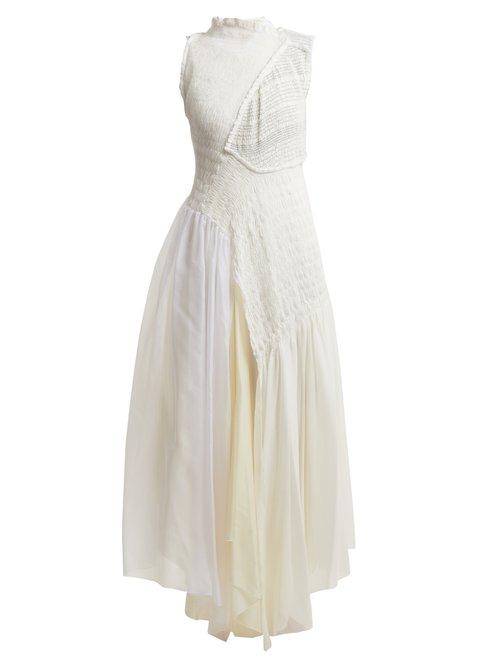 Matchesfashion.com Jil Sander - Effervescent Asymmetric Smocked Dress - Womens - Ivory Multi