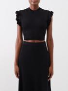 Ulla Johnson - Shila Ruffled-trim Ribbed Top - Womens - Black