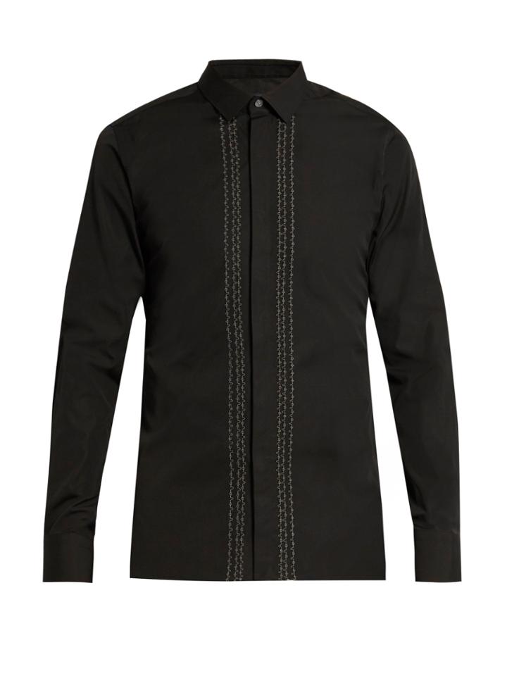Lanvin Button-cuff Stitched-front Cotton-poplin Shirt
