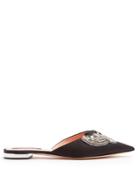 Rochas Embellished Point-toe Satin Slipper Shoes