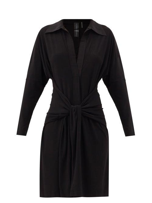 Matchesfashion.com Norma Kamali - Tie-front Jersey Mini Shirt Dress - Womens - Black