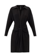 Matchesfashion.com Norma Kamali - Tie-front Jersey Mini Shirt Dress - Womens - Black