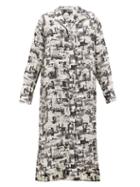 Matchesfashion.com Joseph - Gaya Montage-print Satin-faille Shirtdress - Womens - Black White