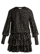 Matchesfashion.com Saint Laurent - Fil Coup Silk Blend Georgette Dress - Womens - Black Gold