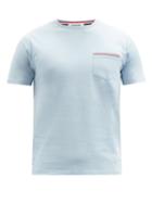 Matchesfashion.com Thom Browne - Tricolour-stripe Cotton-jersey T-shirt - Mens - Blue
