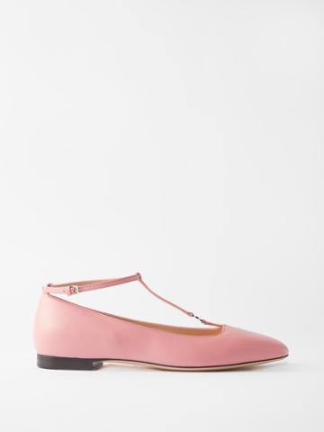 Gucci - Gg-monogram Leather Ballet Flats - Womens - Pink