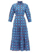 Matchesfashion.com Evi Grintela - El Fenn Floral-print Cotton Shirtdress - Womens - Blue Print
